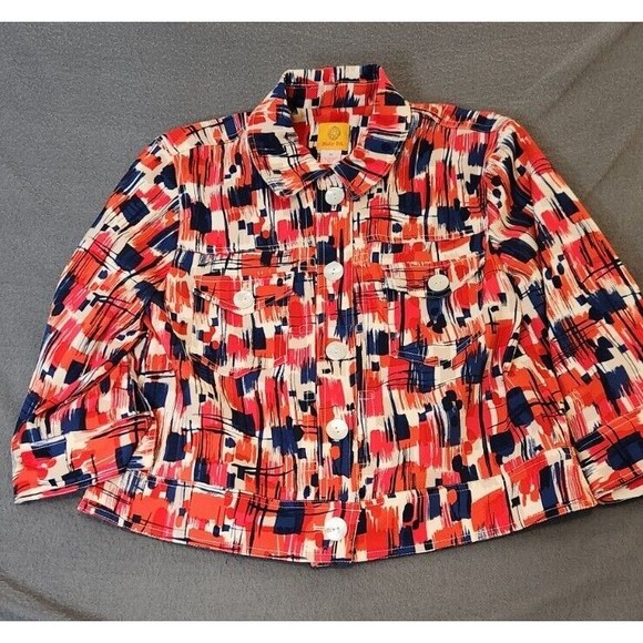 Red White & Blue Jacket Vtg American Flag Patriotic Patriot Sz 10 Ruby Rd Blazer - Picture 1 of 12